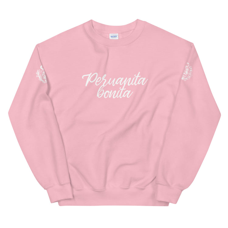 Peru Sweatshirt - Peruanita Bonita + Peruvian shield sleeves